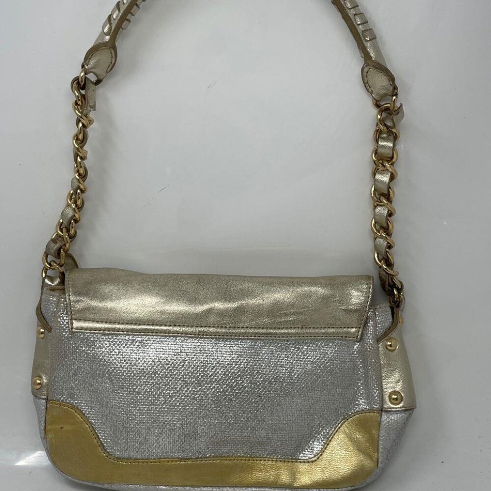 Halston Heritage Metallic Gold & Silver Leather Shoulder Bag, Vintage Y2K - Picture 8 of 8